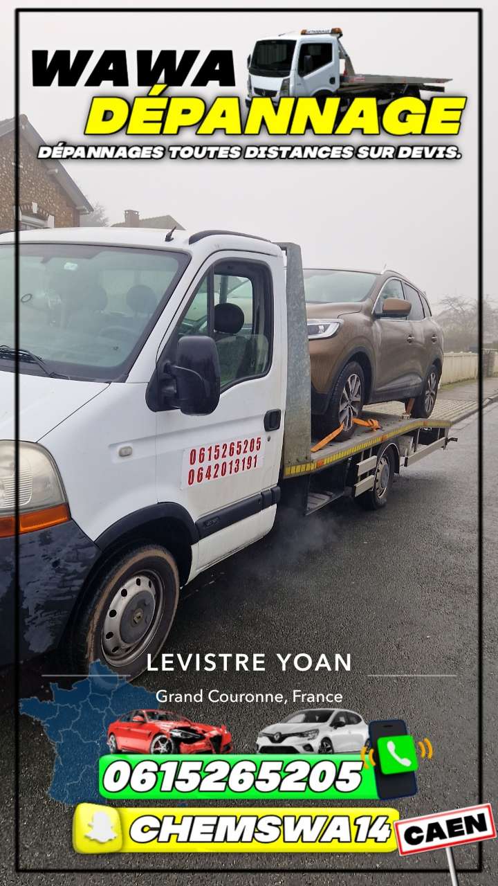 Camion WAWA remorquant une voiture marron